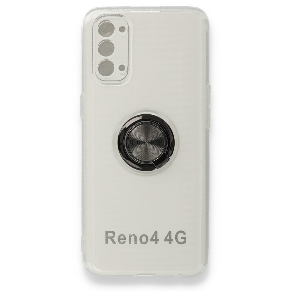 Newface Oppo Reno 4 Kılıf Gros Yüzüklü Silikon - Siyah