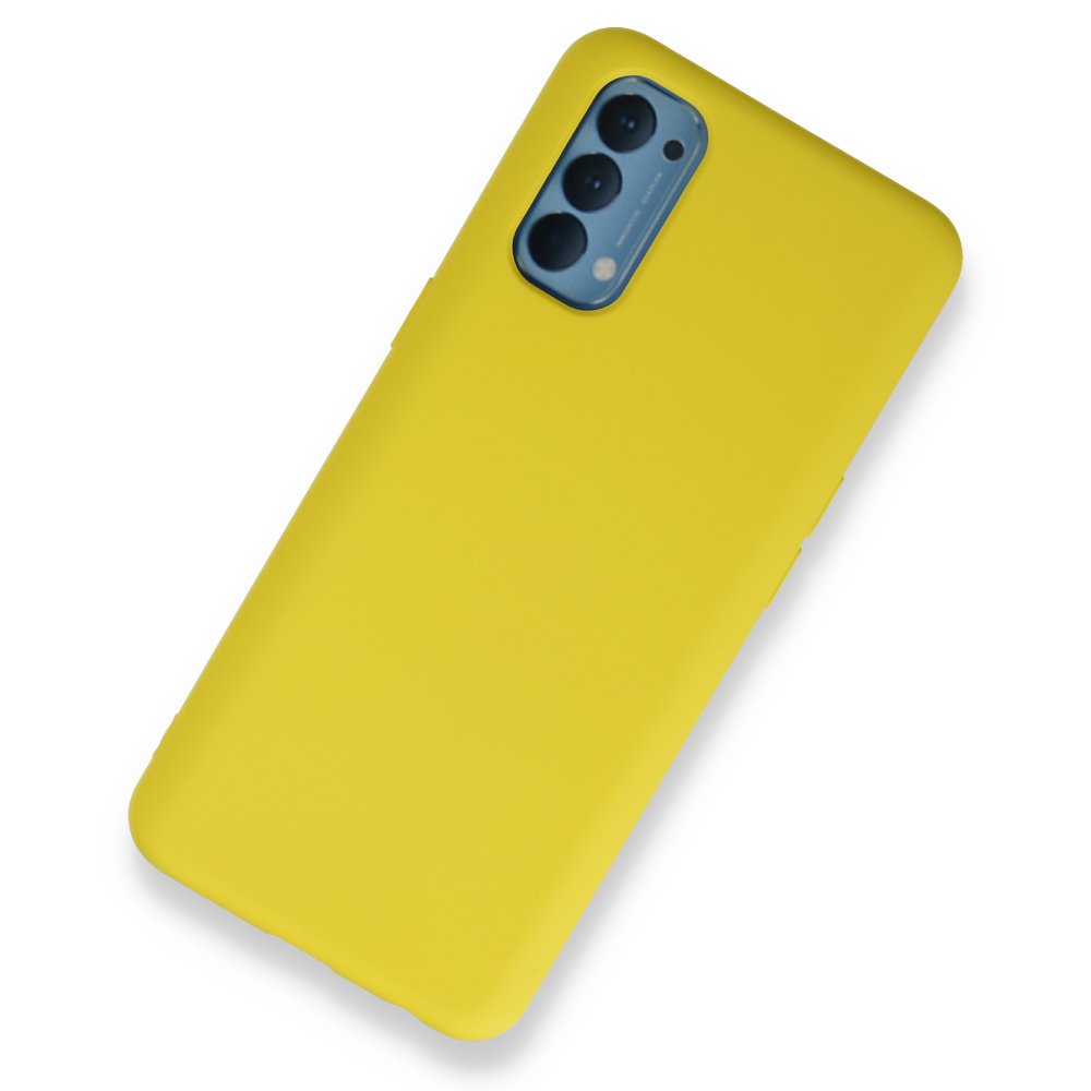 Newface Oppo Reno 4 Kılıf Nano içi Kadife Silikon - Sarı