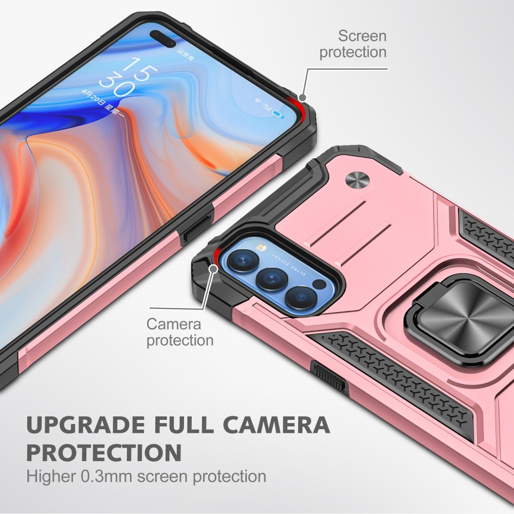 Newface Oppo Reno 4 Kılıf Zegna Yüzüklü Silikon Kapak - Rose