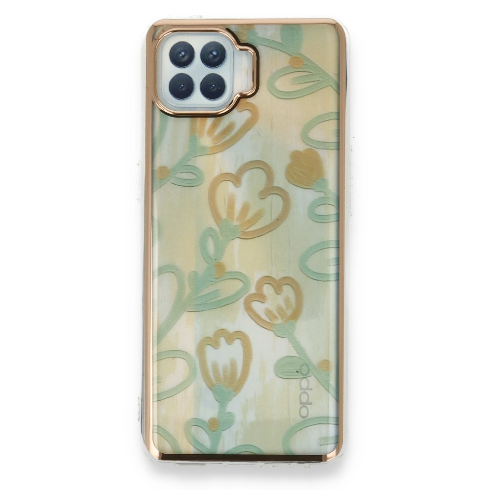 Newface Oppo Reno 4 Lite Kılıf Çiçekli Silikon - Sarı