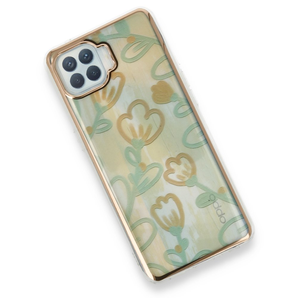 Newface Oppo Reno 4 Lite Kılıf Çiçekli Silikon - Sarı