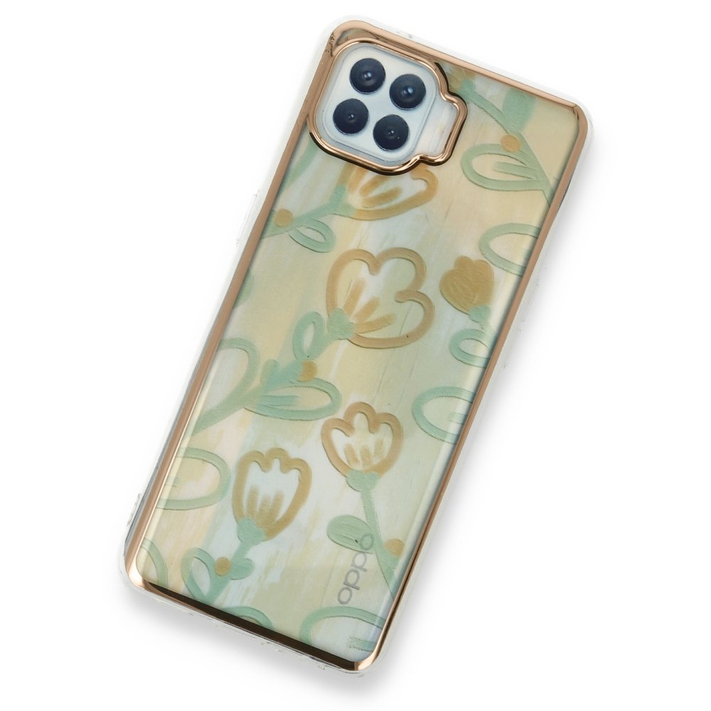 Newface Oppo Reno 4 Lite Kılıf Çiçekli Silikon - Sarı