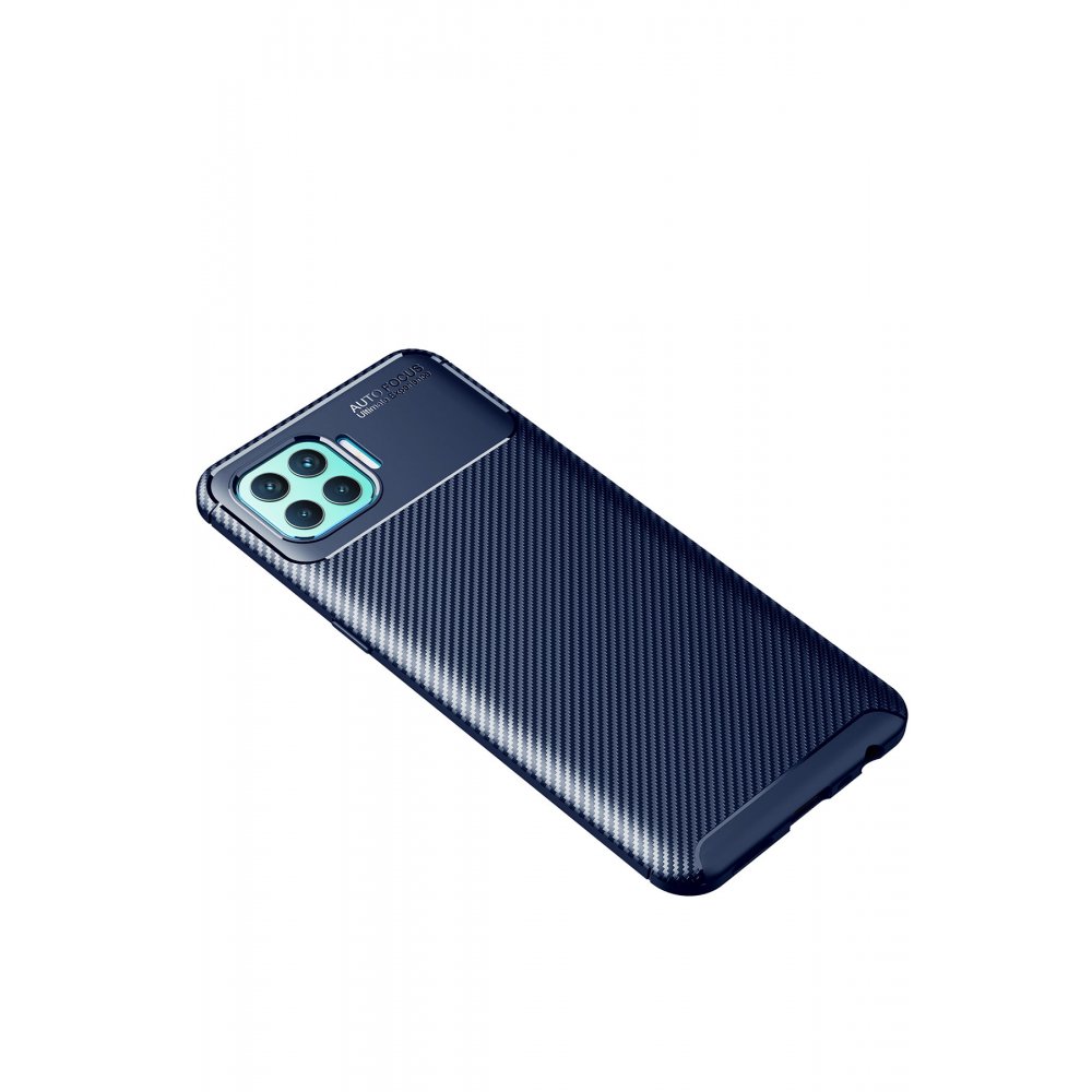 Newface Oppo Reno 4 Lite Kılıf Auto Focus Karbon Kapak - Lacivert