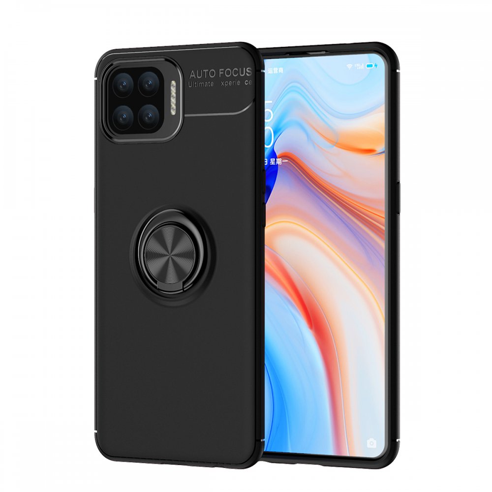Newface Oppo Reno 4 Lite Kılıf Range Yüzüklü Silikon - Siyah