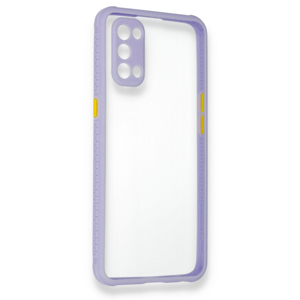 Newface Oppo Reno 4 Kılıf Miami Şeffaf Silikon - Lila