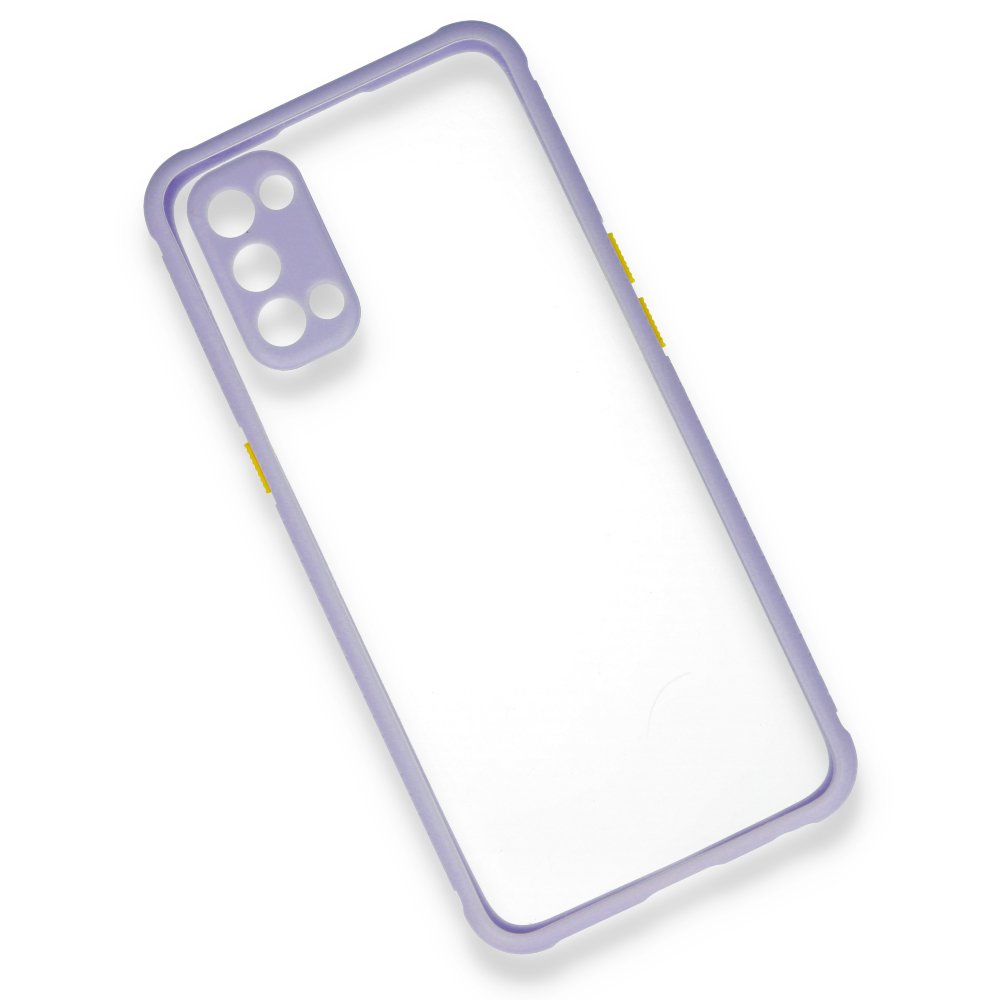 Newface Oppo Reno 4 Kılıf Miami Şeffaf Silikon - Lila