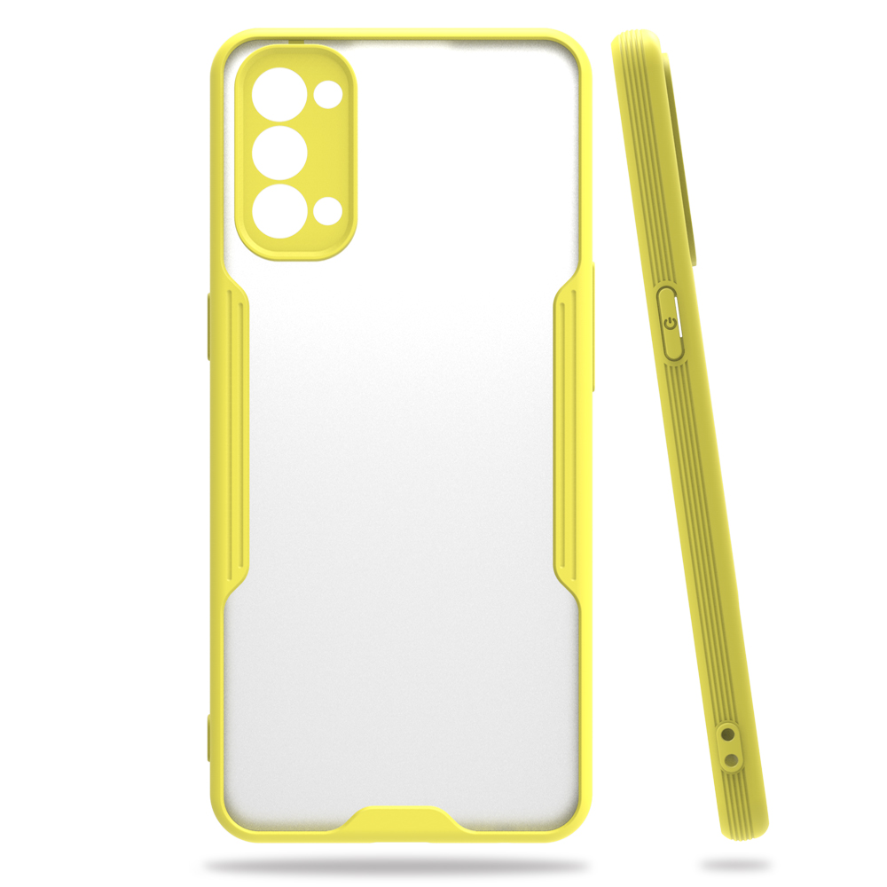 Newface Oppo Reno 4 Kılıf Platin Silikon - Sarı