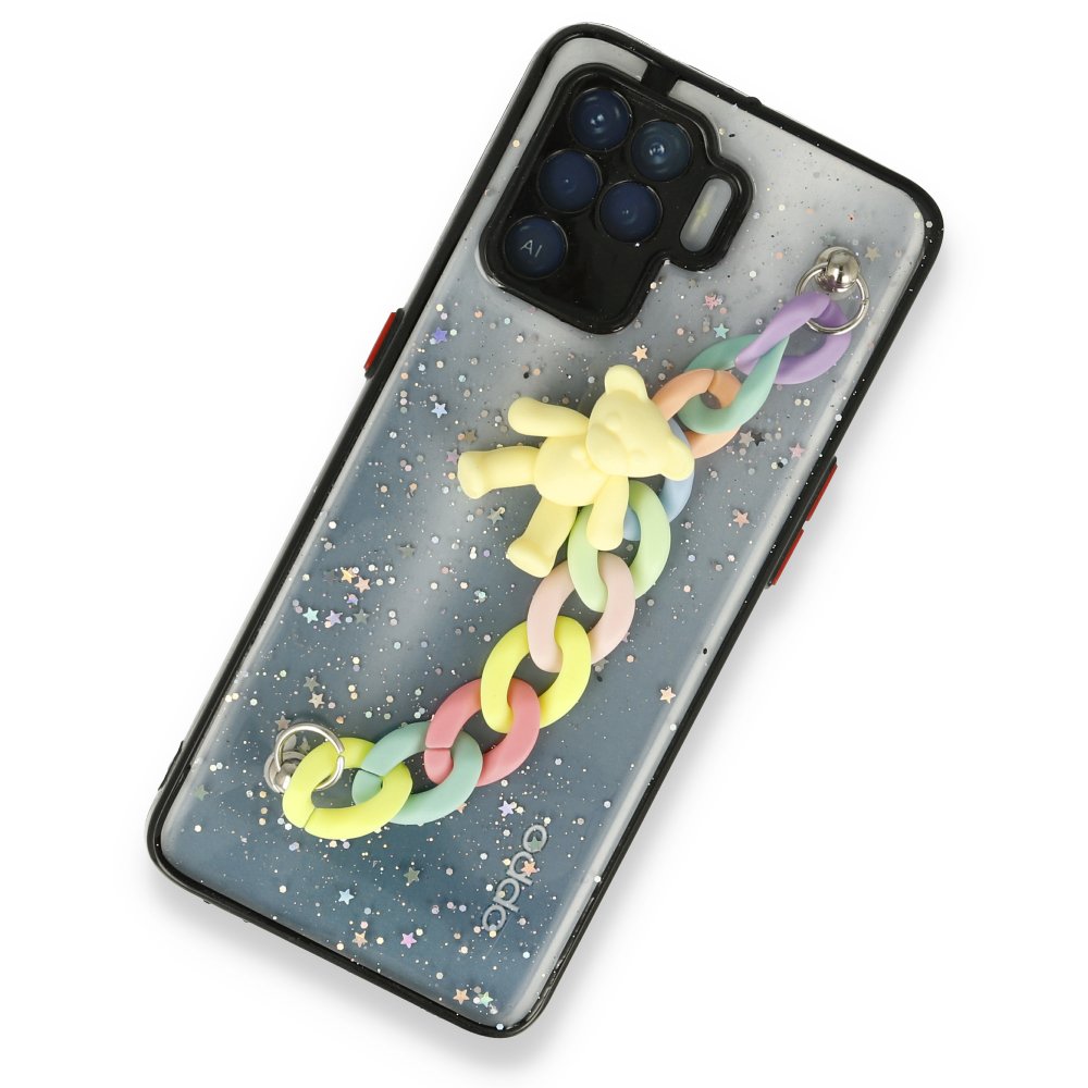 Newface Oppo Reno 5 Lite Kılıf Ayıcıklı Silikon - Siyah