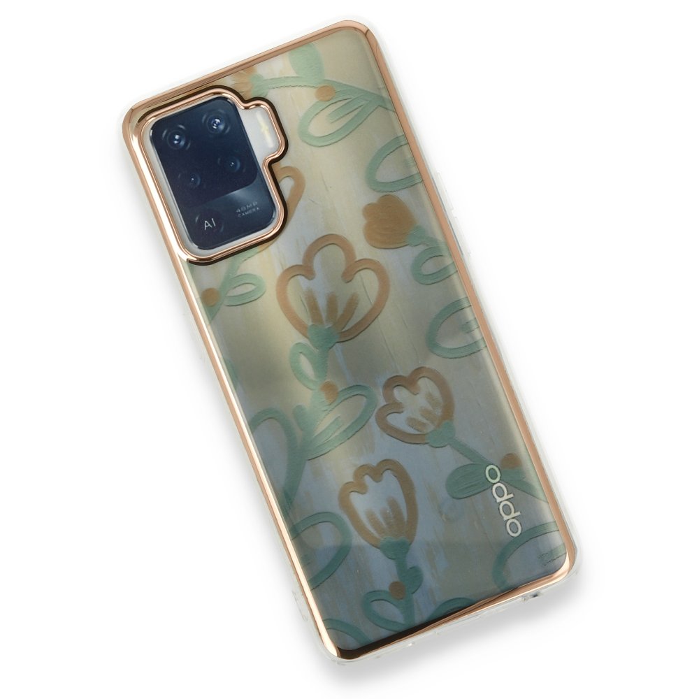 Newface Oppo Reno 5 Lite Kılıf Çiçekli Silikon - Sarı