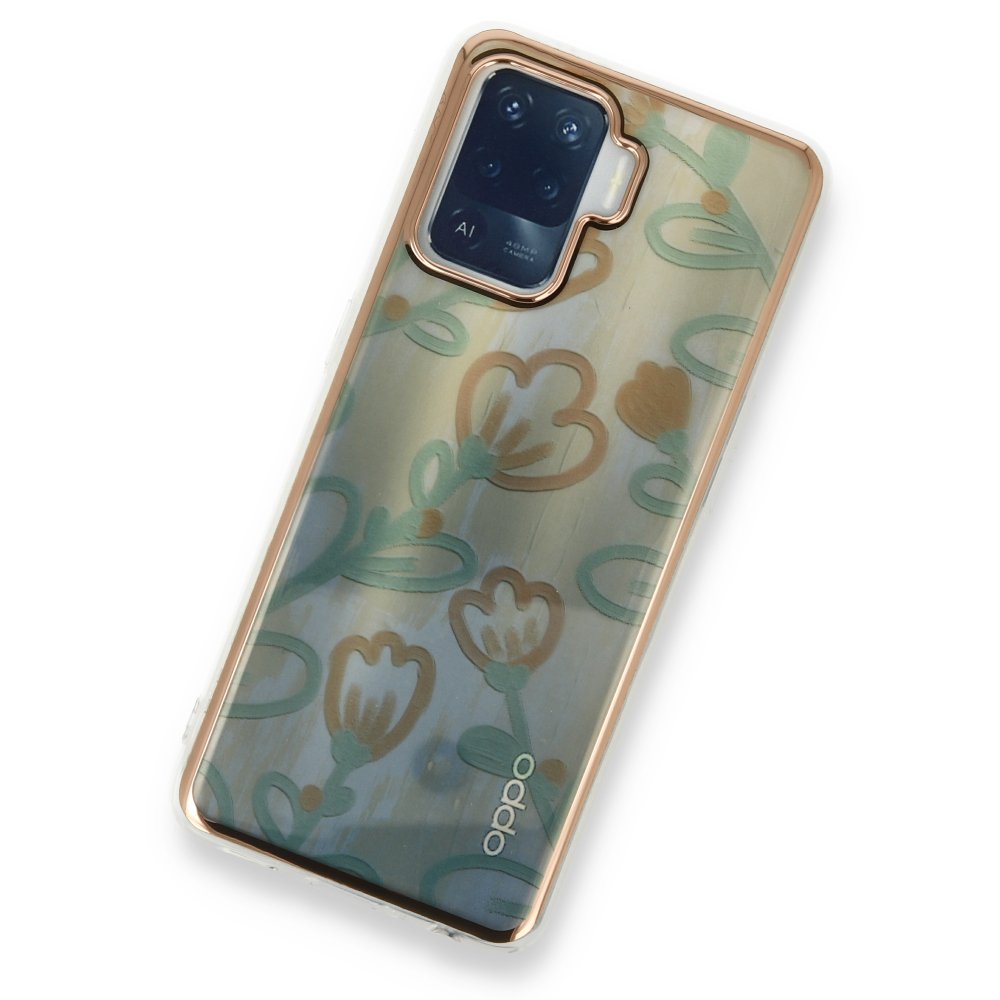 Newface Oppo Reno 5 Lite Kılıf Çiçekli Silikon - Sarı