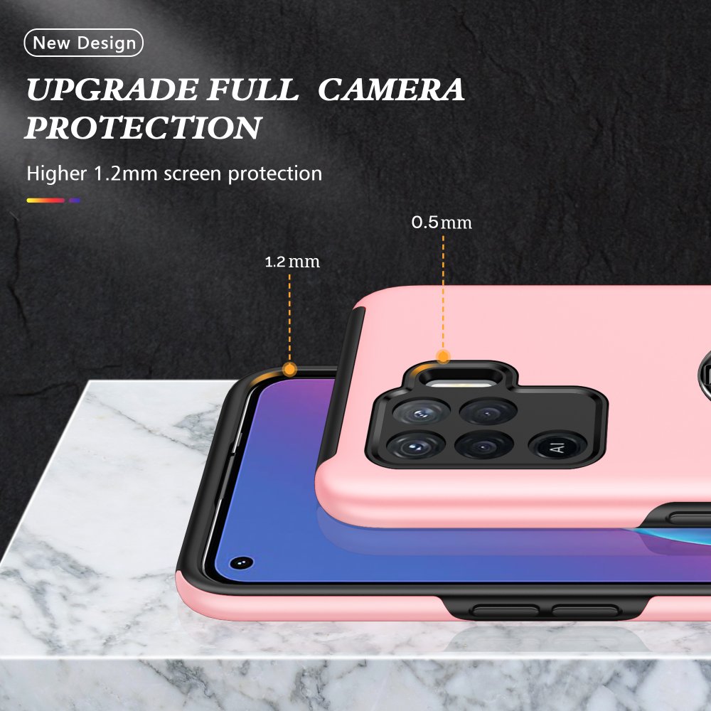 Newface Oppo Reno 5 Lite Kılıf Elit Yüzüklü Kapak - Pembe