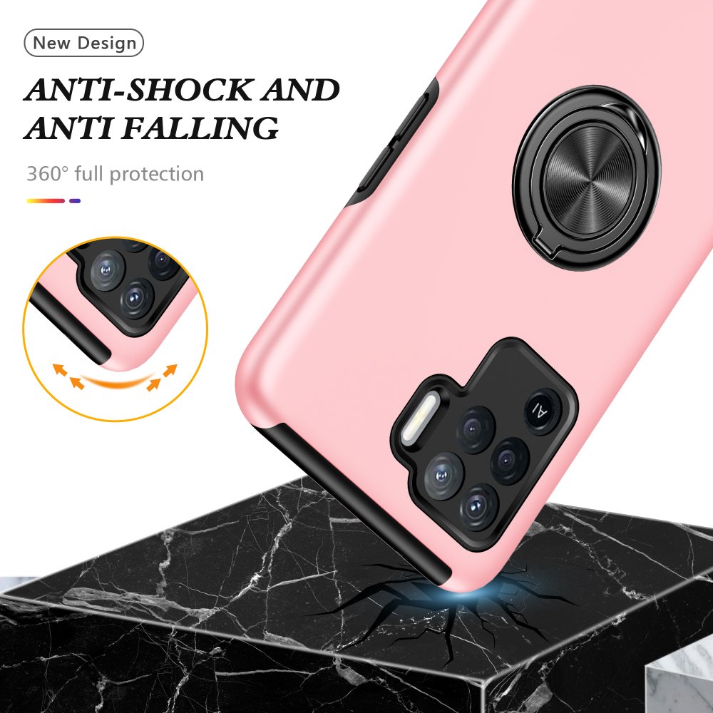 Newface Oppo Reno 5 Lite Kılıf Elit Yüzüklü Kapak - Pembe