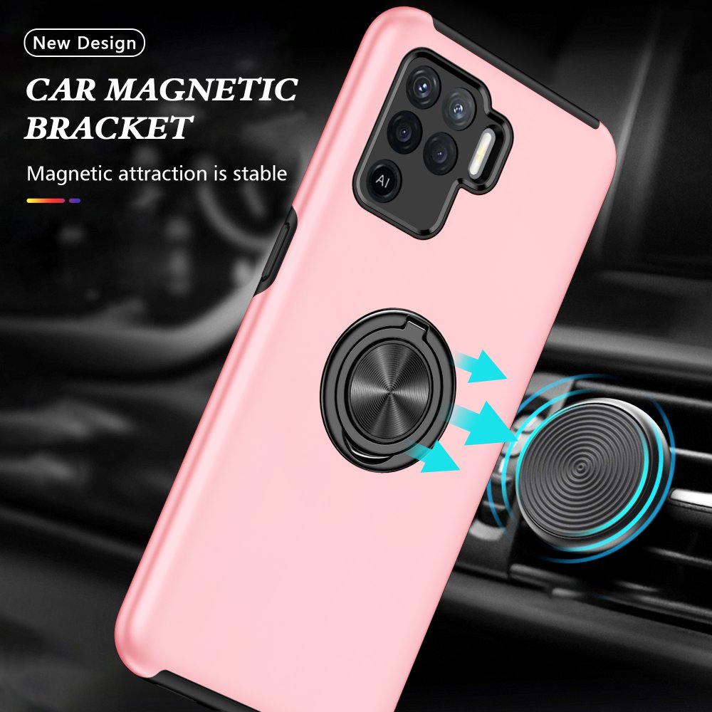 Newface Oppo Reno 5 Lite Kılıf Elit Yüzüklü Kapak - Pembe