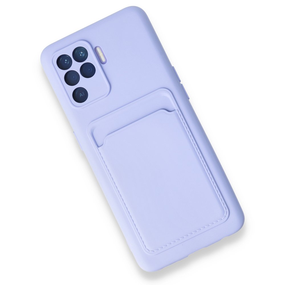 Newface Oppo Reno 5 Lite Kılıf Kelvin Kartvizitli Silikon - Lila