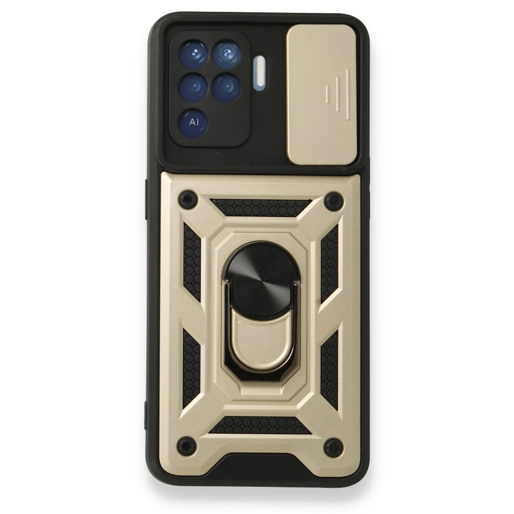 Newface Oppo Reno 5 Lite Kılıf Pars Lens Yüzüklü Silikon - Gold