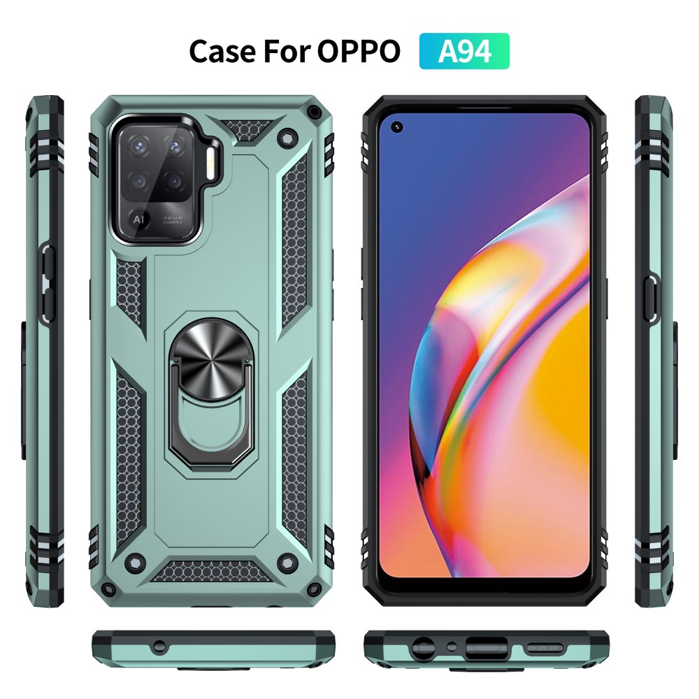 Newface Oppo Reno 5 Lite Kılıf Sofya Yüzüklü Silikon Kapak - Yeşil