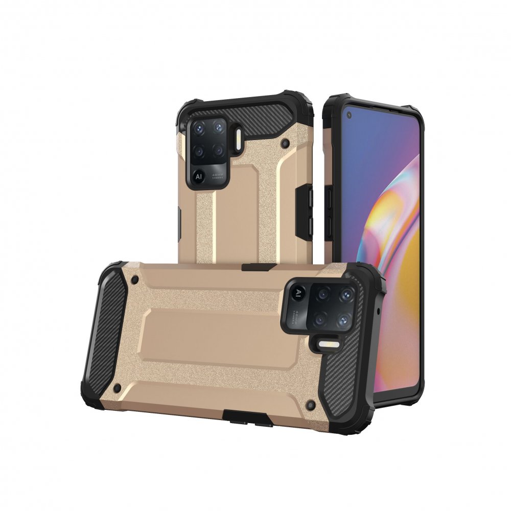 Newface Oppo Reno 5 Lite Kılıf Tank Silikon Kapak - Gold