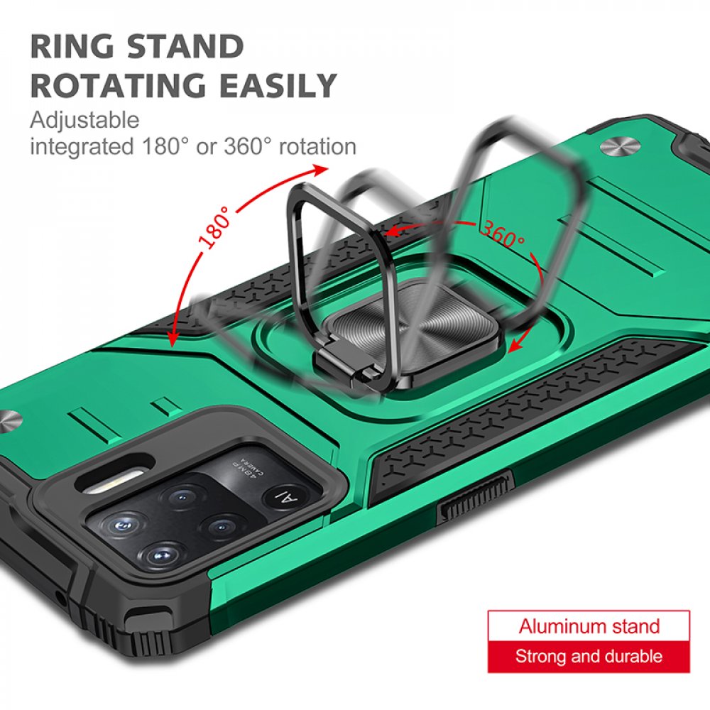 Newface Oppo Reno 5 Lite Kılıf Zegna Yüzüklü Silikon Kapak - Koyu Yeşil