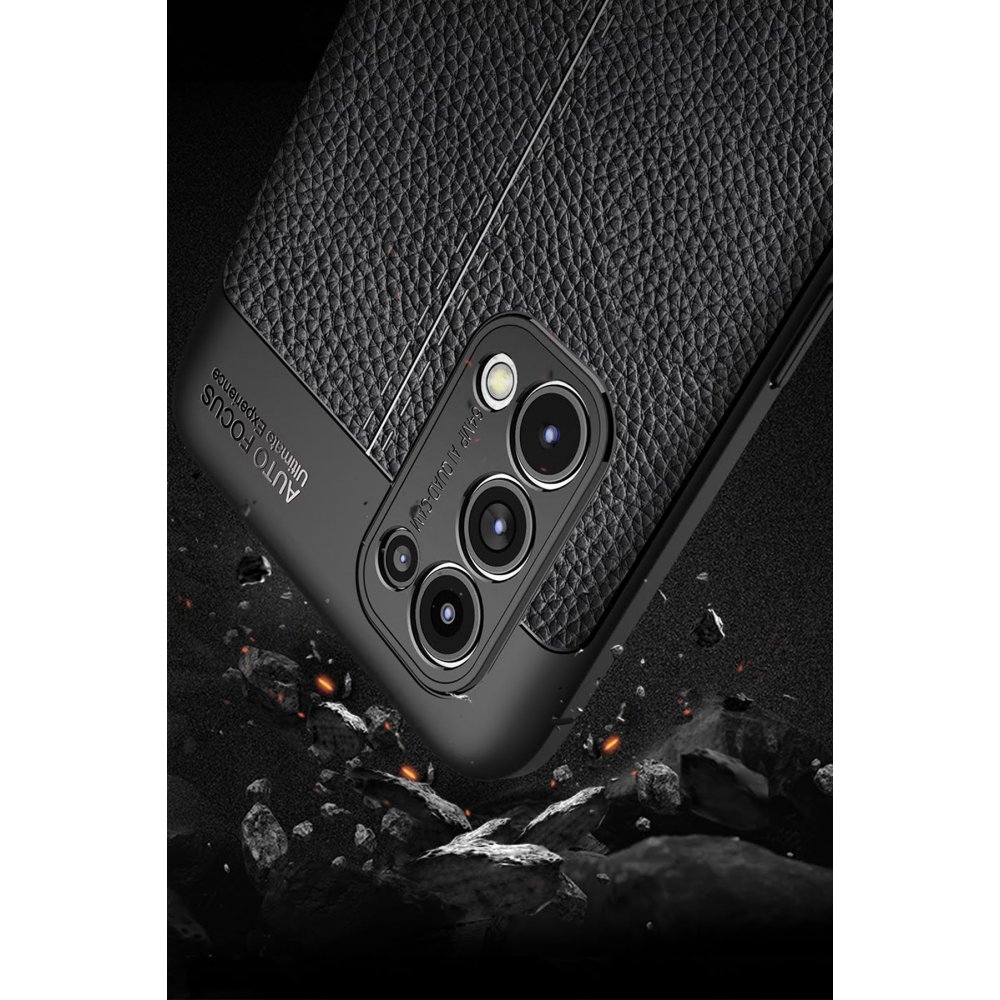 Newface Oppo Reno 5 Pro Kılıf Focus Derili Silikon - Siyah