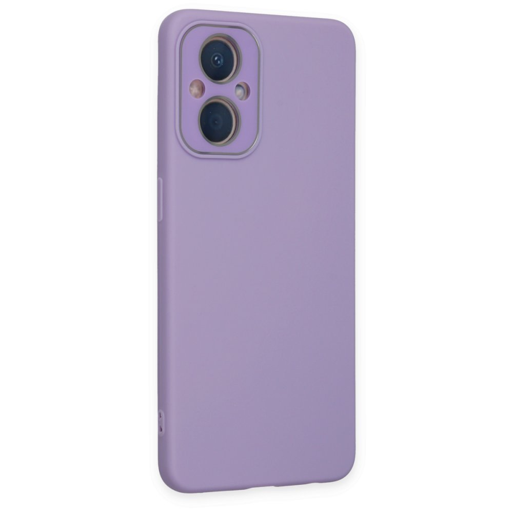 Newface Oppo Reno 8 Lite Kılıf Lansman Glass Kapak - Lila