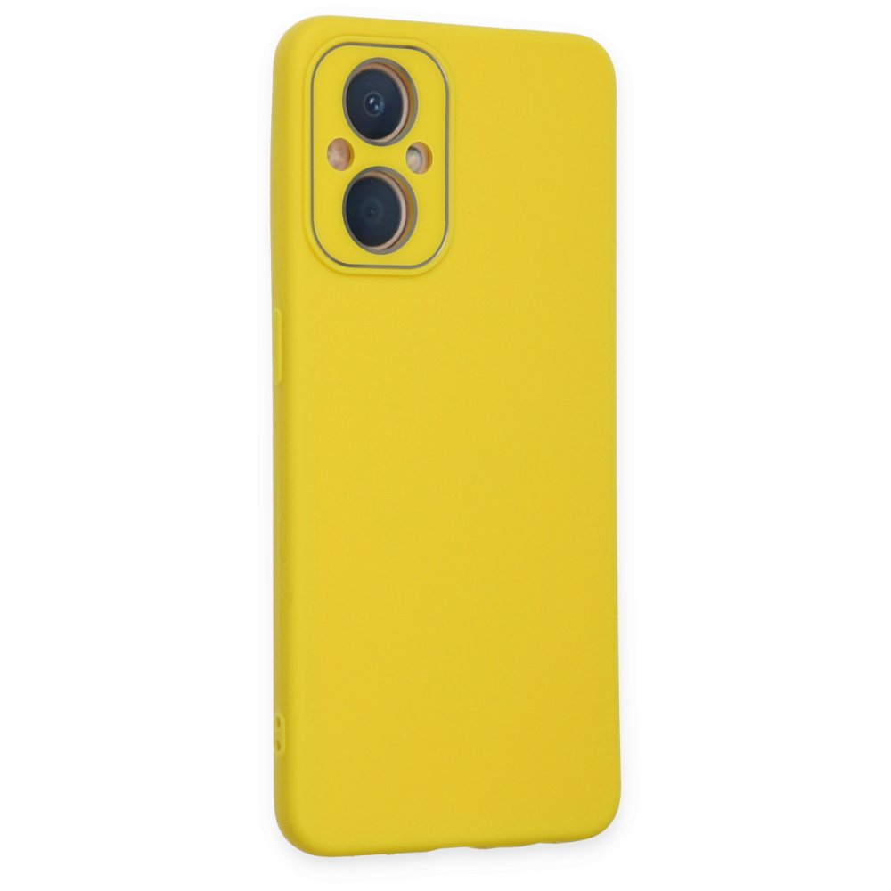 Newface Oppo Reno 8 Lite Kılıf Lansman Glass Kapak - Sarı