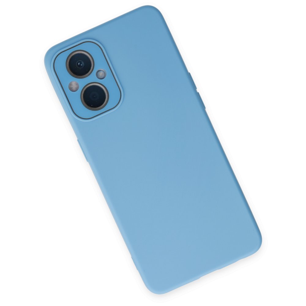 Newface Oppo Reno 8 Lite Kılıf Lansman Glass Kapak - Sky Blue