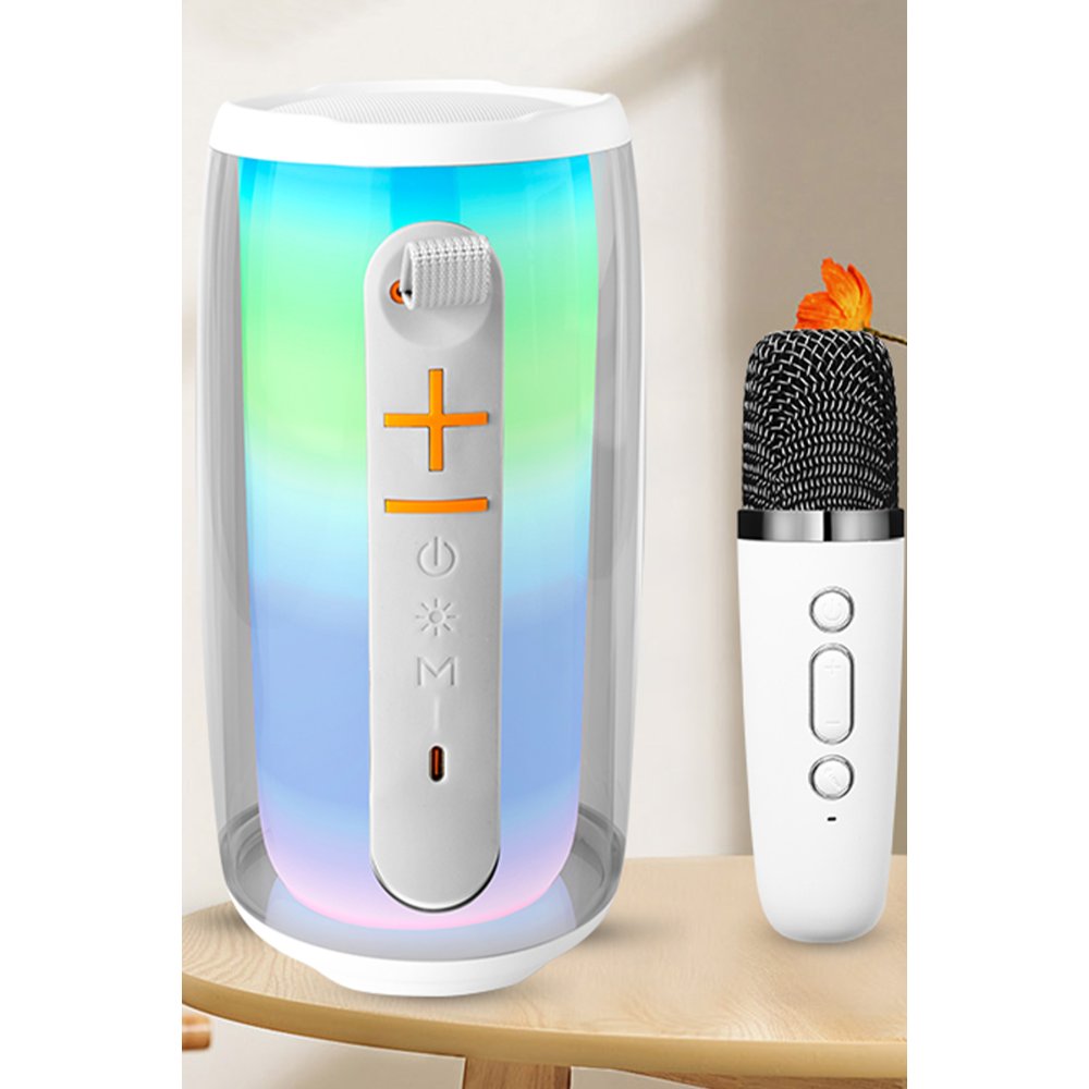 Newface Pluse 6 Mikrofonlu RGB Kablosuz Hoparlör - Beyaz