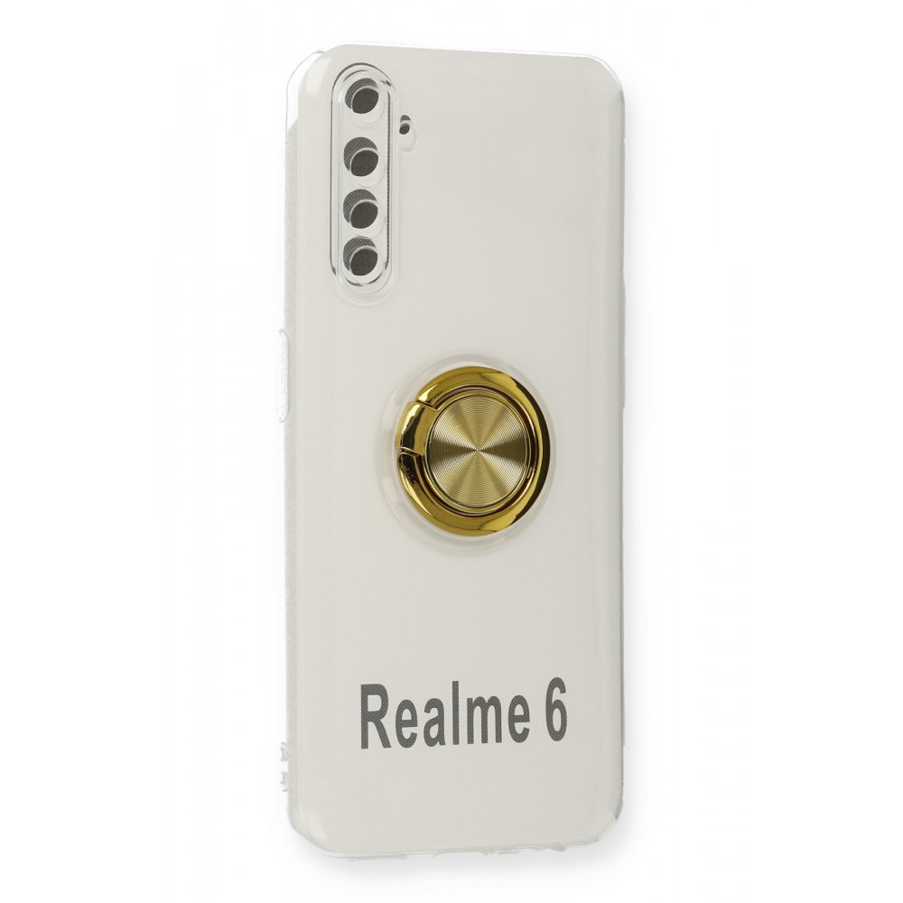 Newface Realme 6 Kılıf Gros Yüzüklü Silikon - Gold