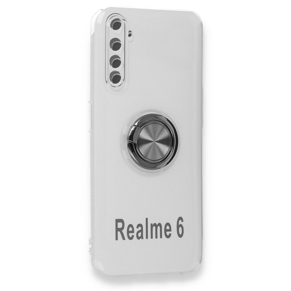 Newface Realme 6 Kılıf Gros Yüzüklü Silikon - Siyah