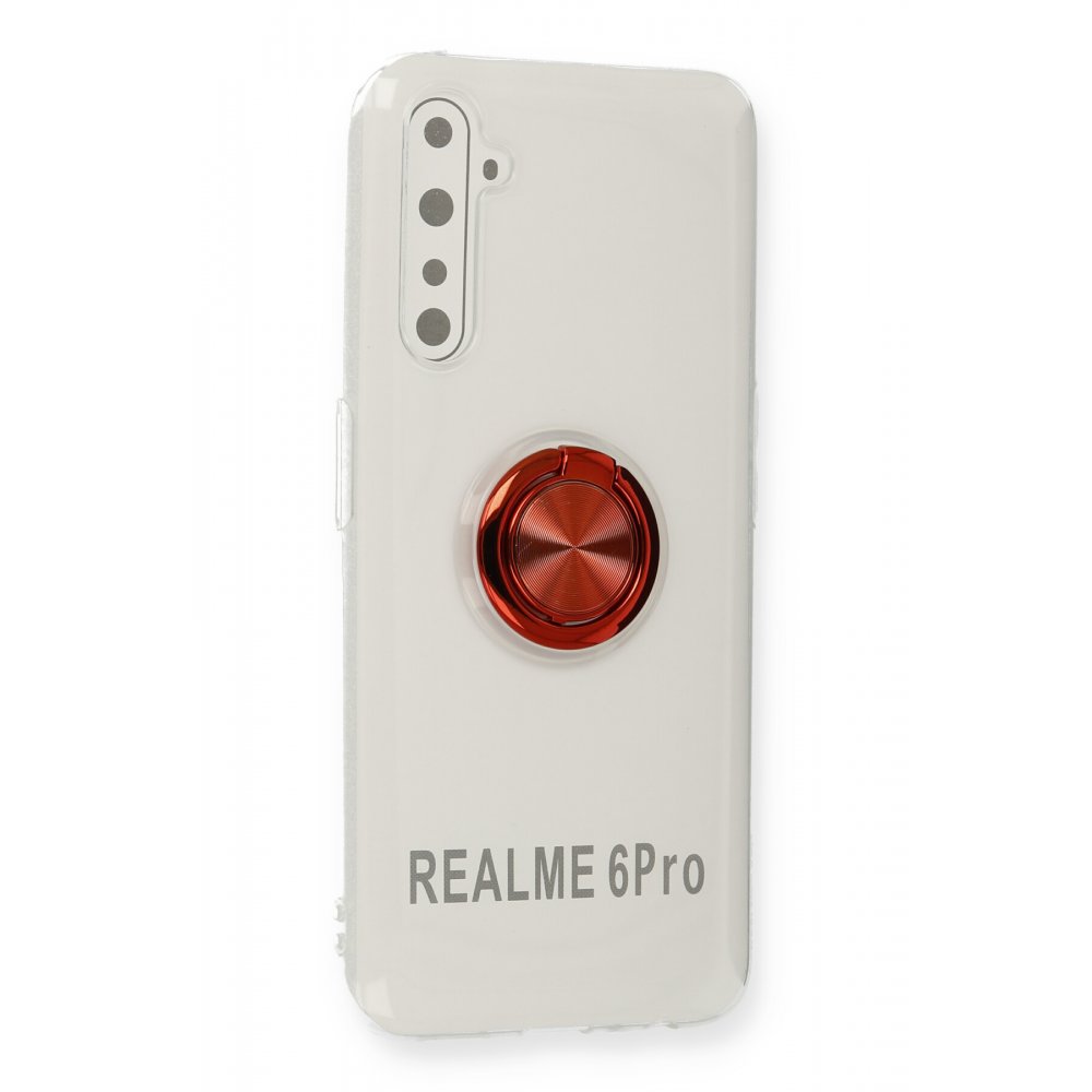 Newface Realme 6 Pro Kılıf Gros Yüzüklü Silikon - Kırmızı