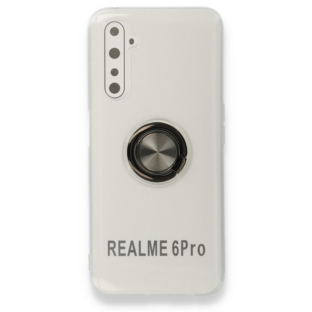 Newface Realme 6 Pro Kılıf Gros Yüzüklü Silikon - Siyah