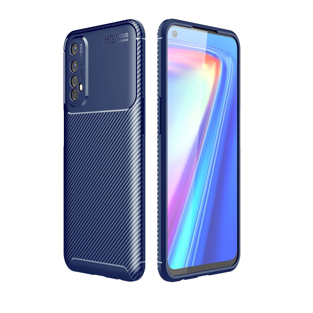 Newface Realme 7 Kılıf Auto Focus Karbon Kapak - Lacivert
