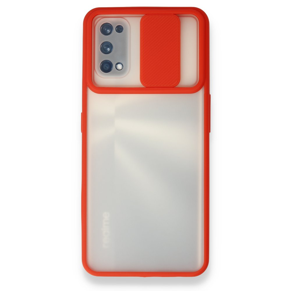 Newface Realme 7 Pro Kılıf Palm Buzlu Kamera Sürgülü Silikon - Kırmızı