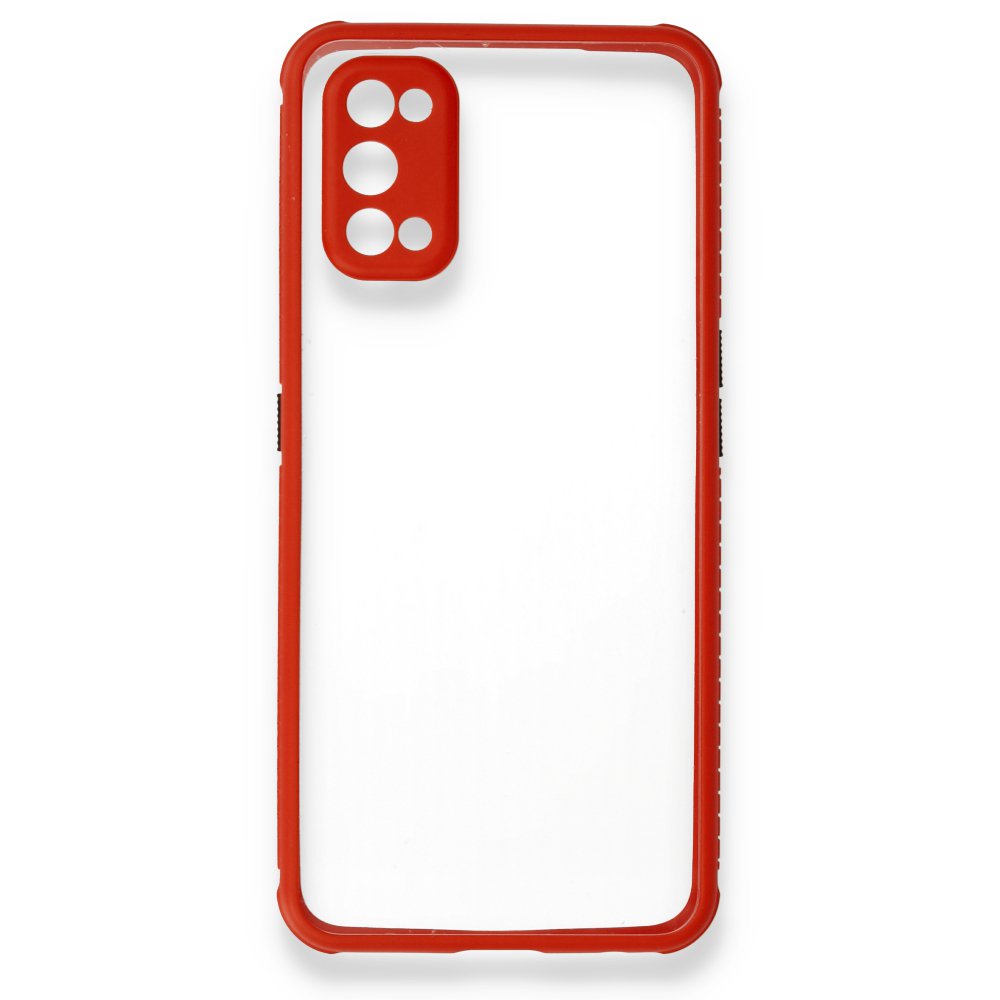 Newface Realme 7 Pro Kılıf Miami Şeffaf Silikon - Kırmızı