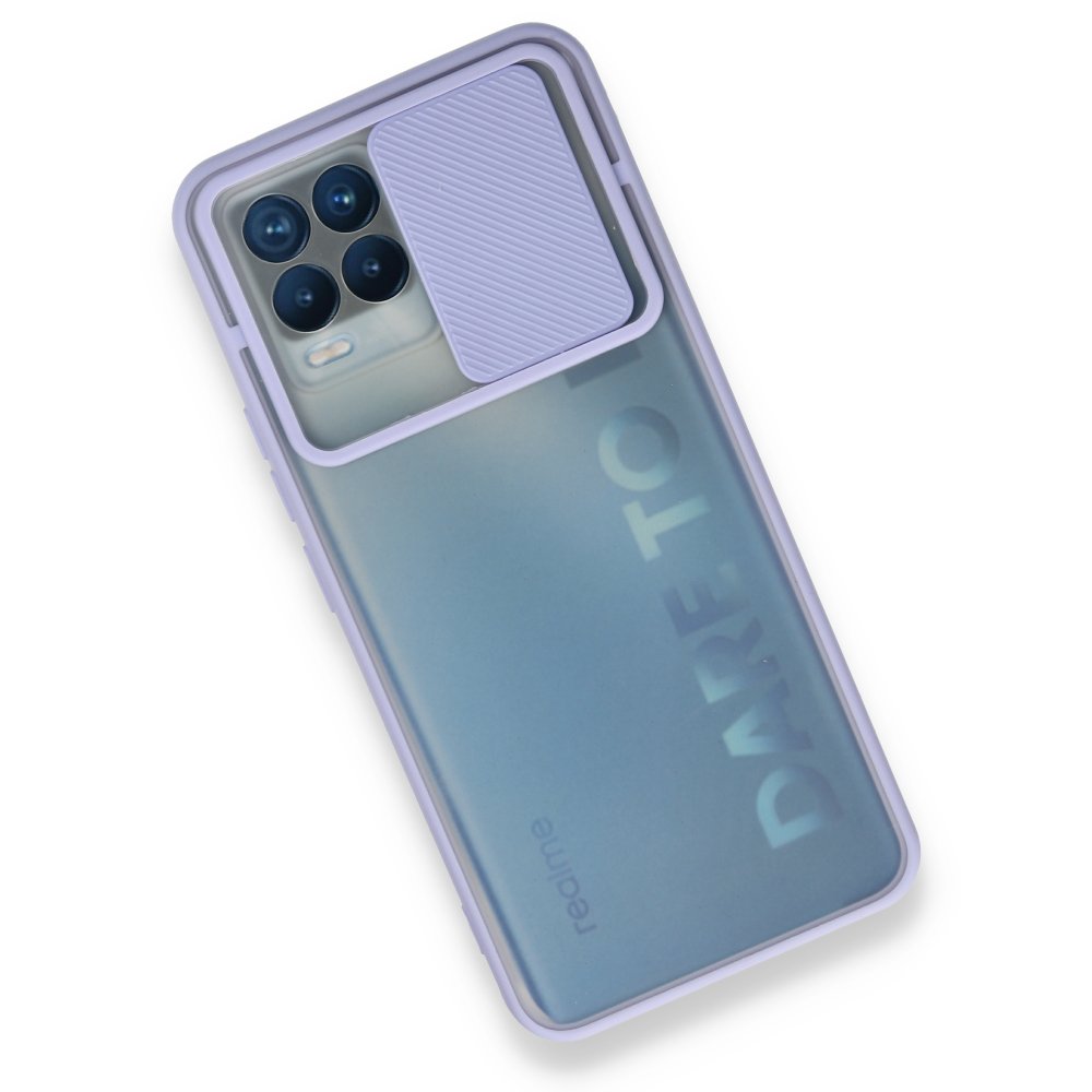Newface Realme 8 Pro Kılıf Palm Buzlu Kamera Sürgülü Silikon - Lila