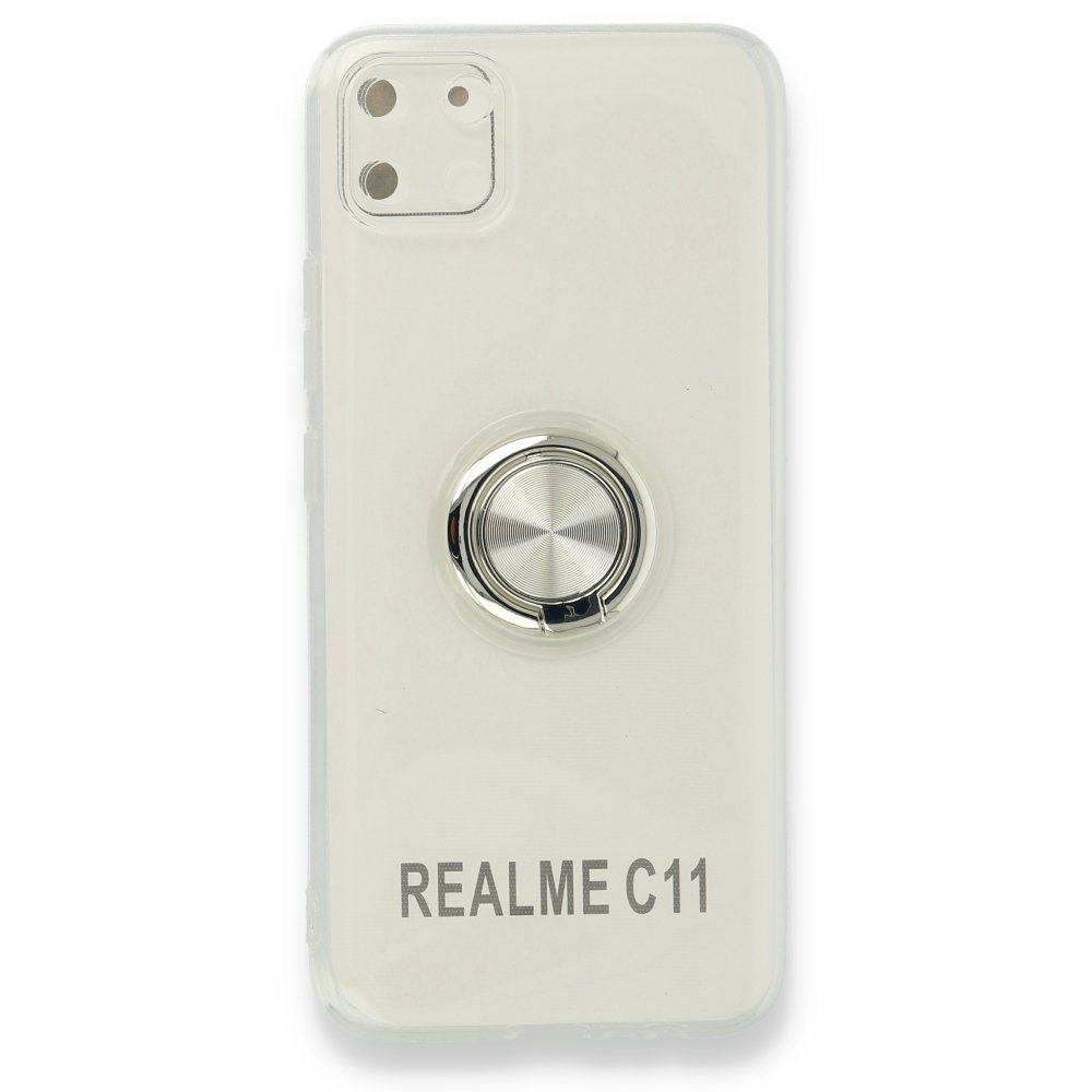 Newface Realme C11 Kılıf Gros Yüzüklü Silikon - Gümüş