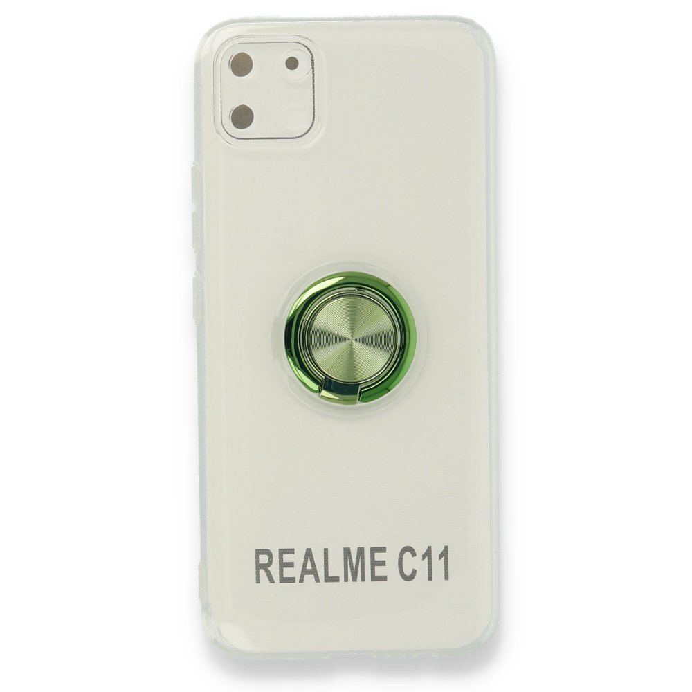 Newface Realme C11 Kılıf Gros Yüzüklü Silikon - Yeşil