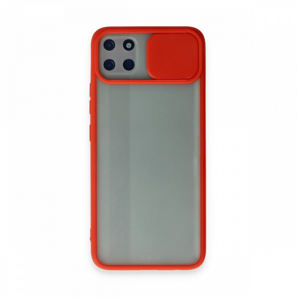 Newface Realme C11 Kılıf Palm Buzlu Kamera Sürgülü Silikon - Kırmızı