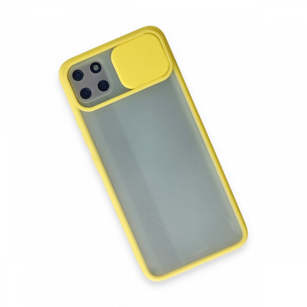 Newface Realme C11 Kılıf Palm Buzlu Kamera Sürgülü Silikon - Sarı