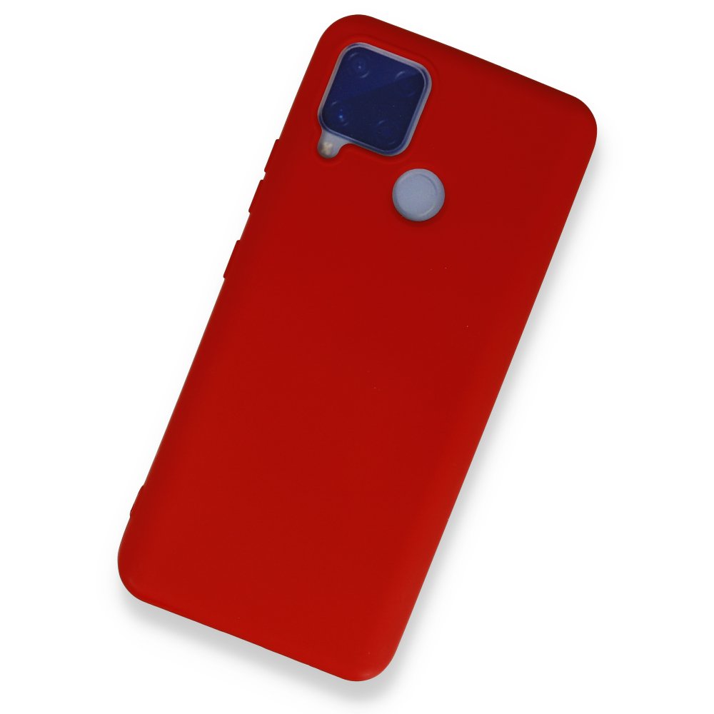 Newface Realme C15 Kılıf Nano içi Kadife Silikon - Kırmızı