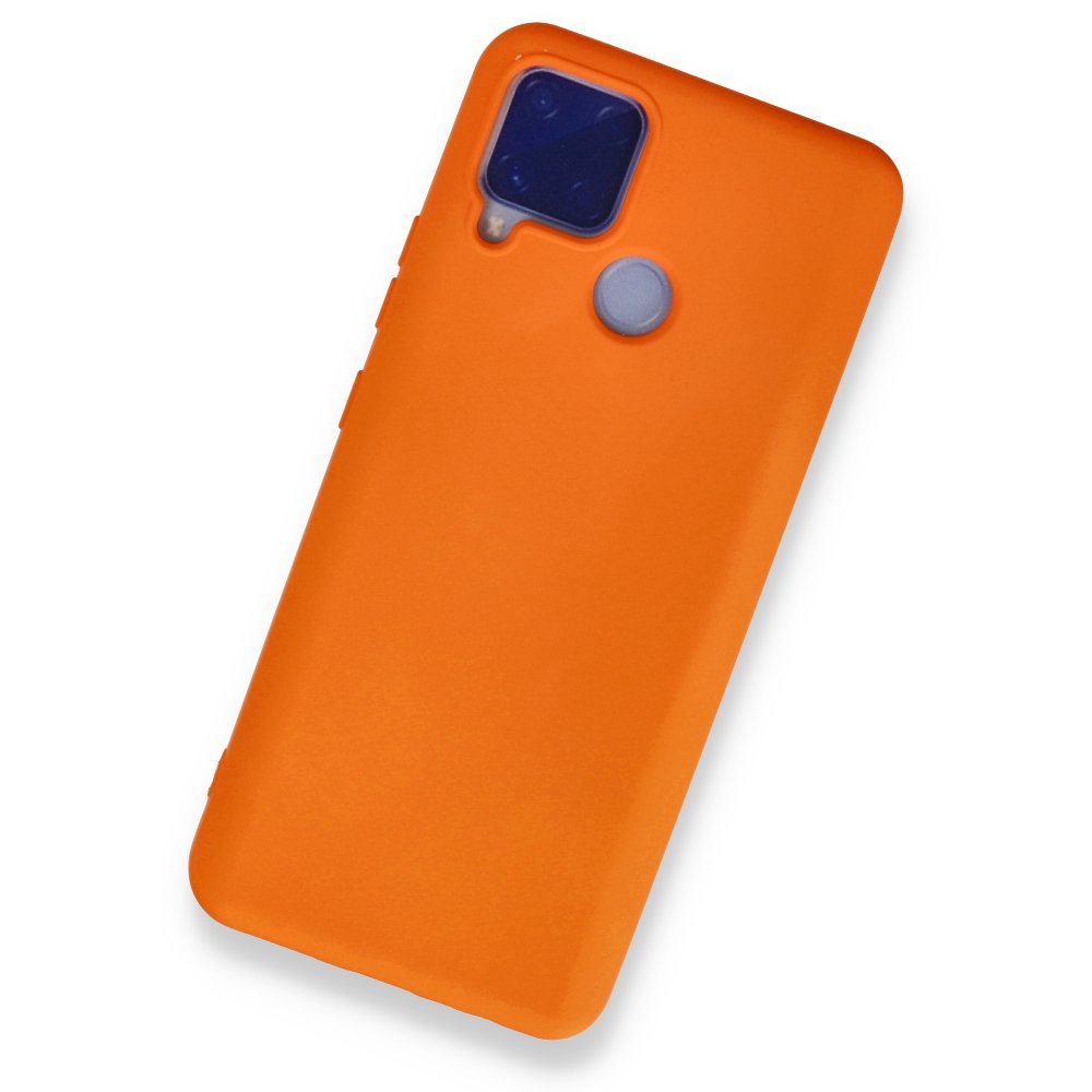 Newface Realme C15 Kılıf Nano içi Kadife Silikon - Turuncu