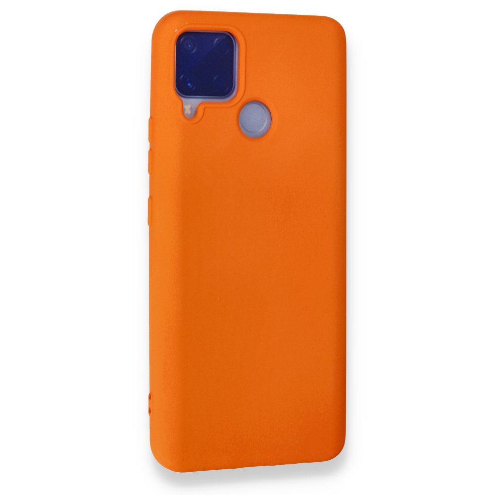 Newface Realme C15 Kılıf Nano içi Kadife Silikon - Turuncu