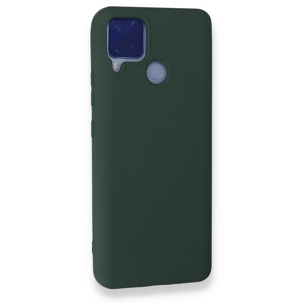 Newface Realme C15 Kılıf Nano içi Kadife  Silikon - Koyu Yeşil