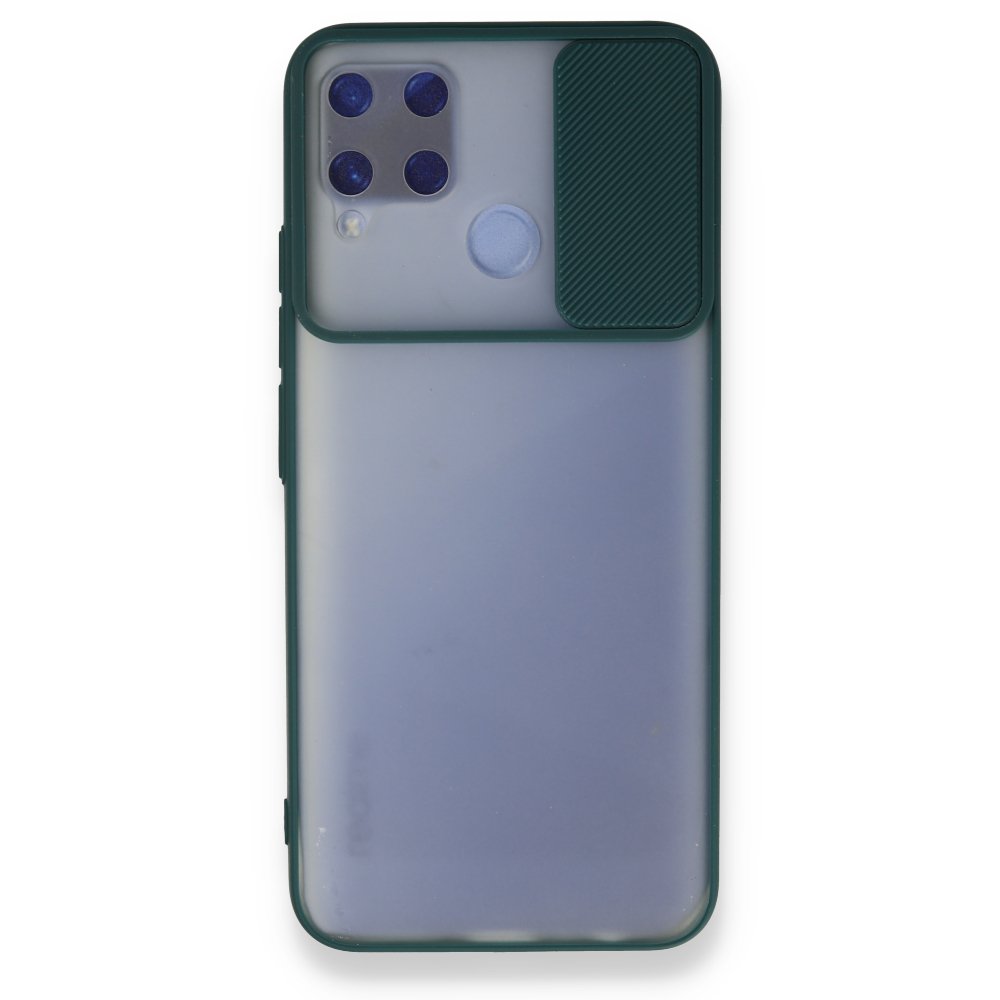 Newface Realme C15 Kılıf Palm Buzlu Kamera Sürgülü Silikon - Yeşil