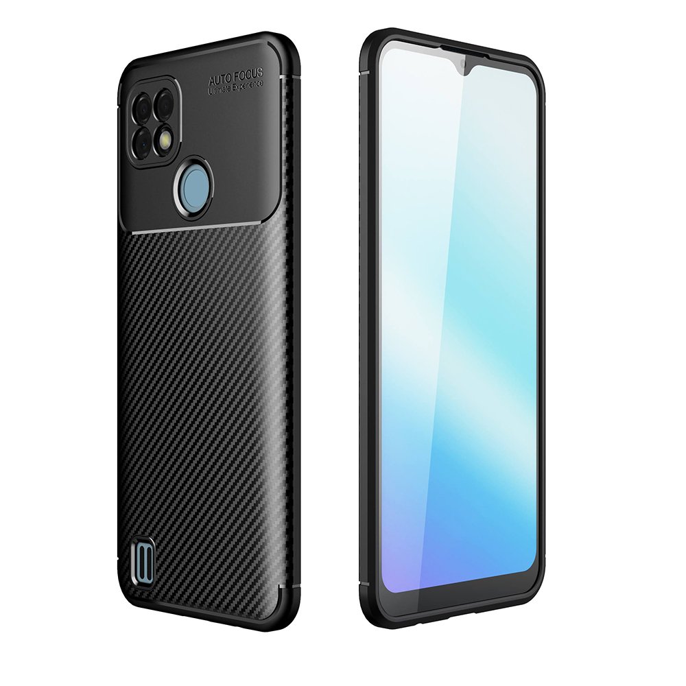 Newface Realme C21 Kılıf Auto Focus Karbon Kapak - Siyah