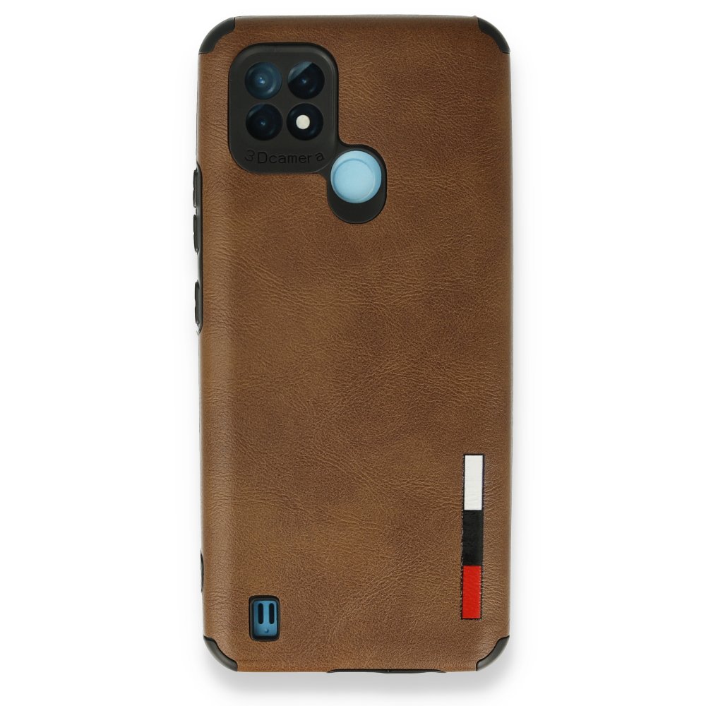 Newface Realme C21 Kılıf Loop Deri Silikon - Kahverengi