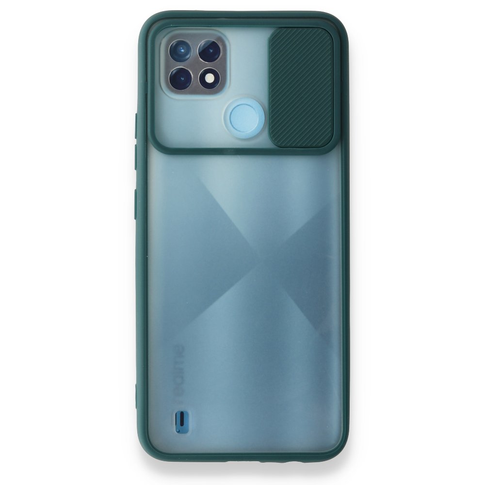 Newface Realme C21 Kılıf Palm Buzlu Kamera Sürgülü Silikon - Yeşil