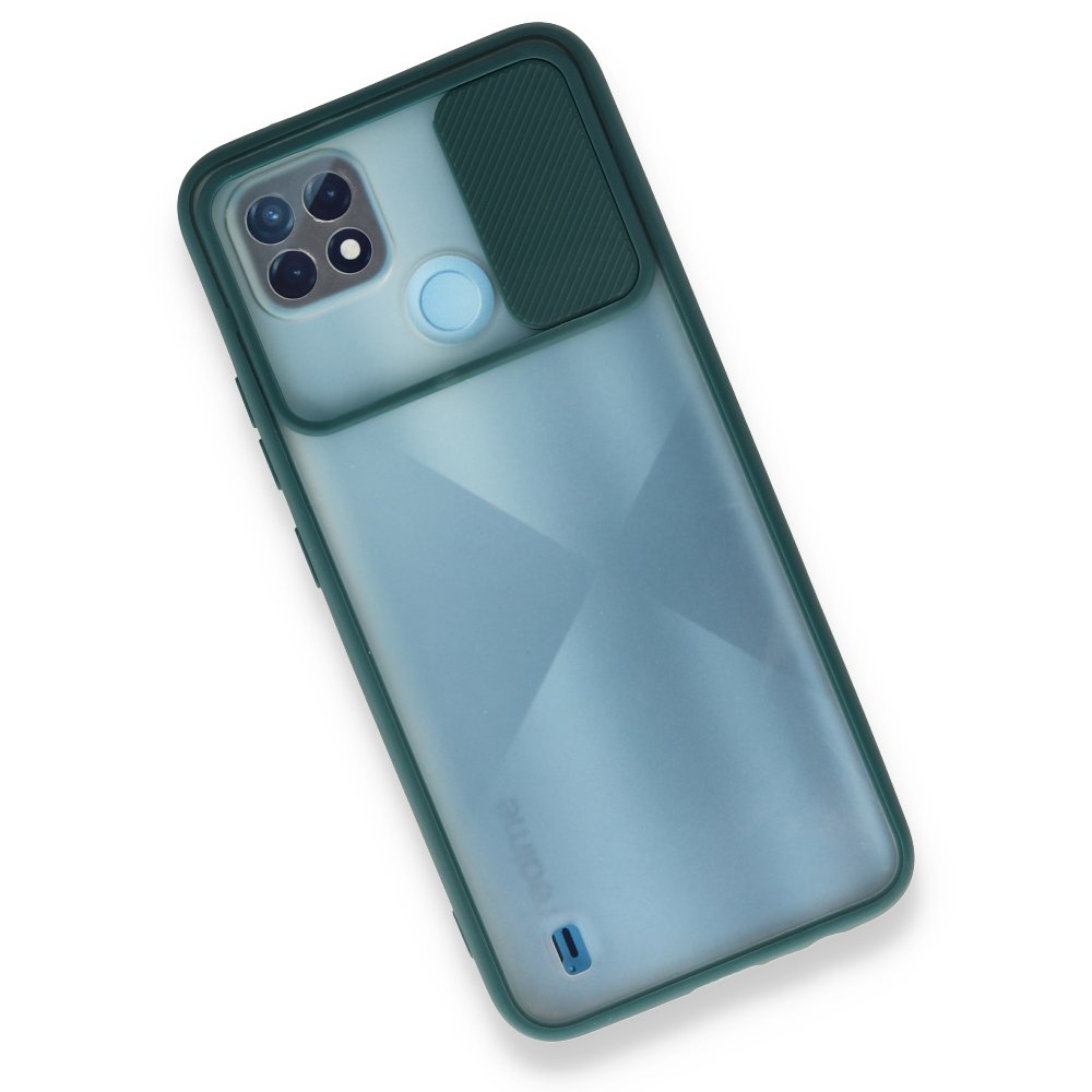 Newface Realme C21 Kılıf Palm Buzlu Kamera Sürgülü Silikon - Yeşil