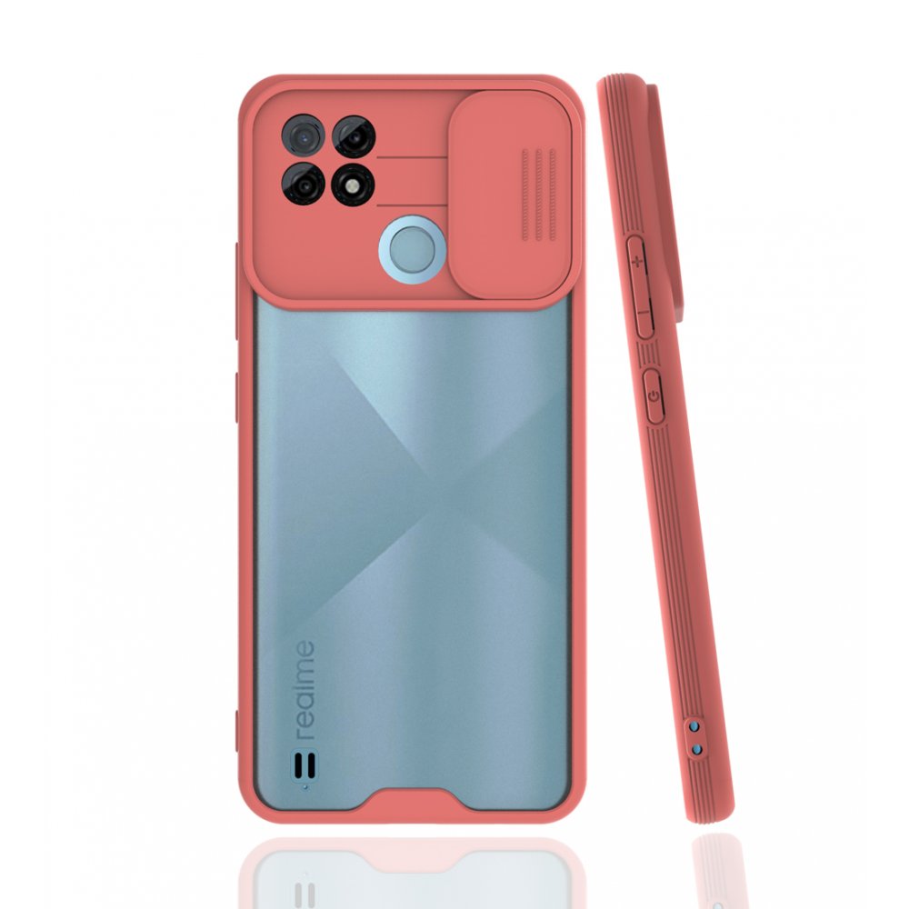 Newface Realme C21 Kılıf Platin Kamera Koruma Silikon - Pembe