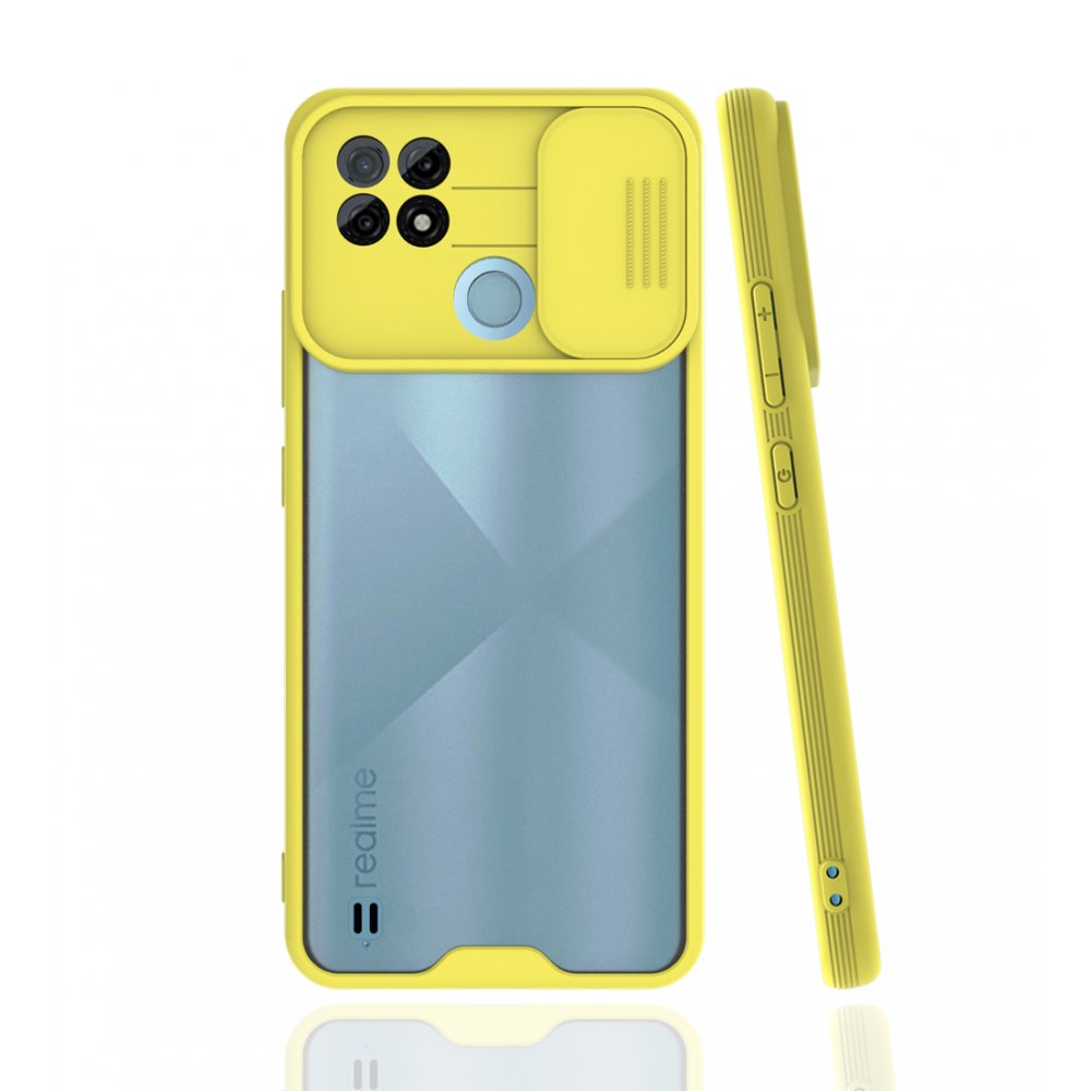 Newface Realme C21 Kılıf Platin Kamera Koruma Silikon - Sarı